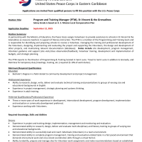   United States Peace Corps in Eastern Caribbean: Program and Training Manager (PTM), St Vincent & the Grenadines